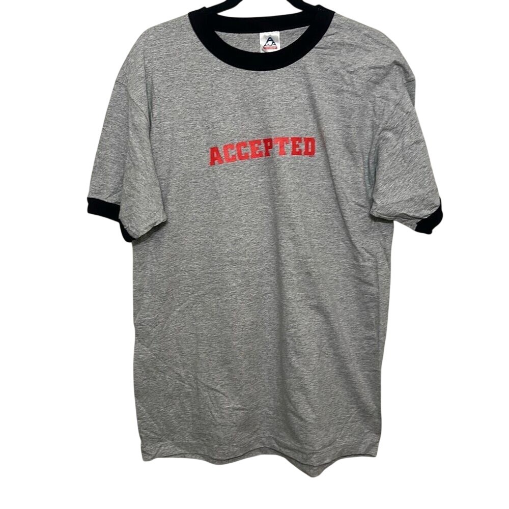 Alstyle Mens‎ Gray Short Sleeve Accepted Movie Promo Ringer T-shirt Large